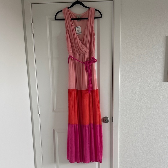 Willow | Dresses | Willow Pink And Red Colorblock Maxi Dress | Poshmark
